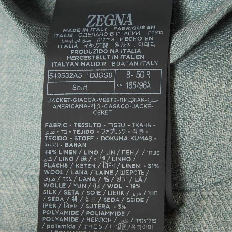 Pre Owned Zegna Light Blue Linen Blend Regular Fit Blazer L