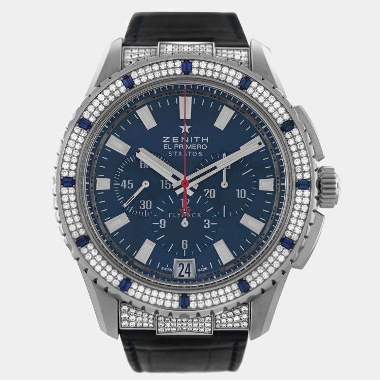 Pre Owned Zenith El Primero 16.2063.405 Automatic Blue Diamond Stainless Steel Men's Wristwatch 45 mm