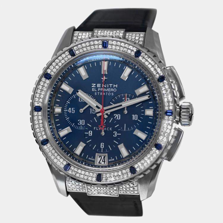 Pre Owned Zenith El Primero 16.2063.405 Automatic Blue Diamond Stainless Steel Men's Wristwatch 45 mm
