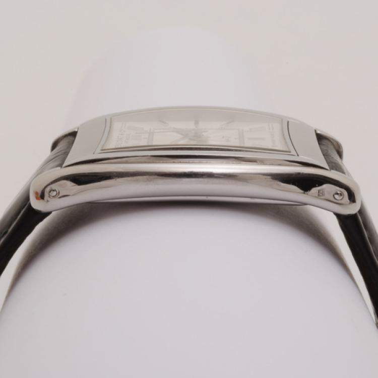 Pre Owned Bedat & Co. No. 7 Silver Dial Mens Leather Watch Black