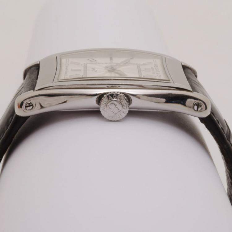 Pre Owned Bedat & Co. No. 7 Silver Dial Mens Leather Watch Black