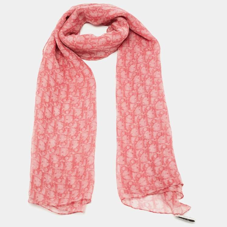 Pre Owned Dior Pink Monogram Silk Scarf