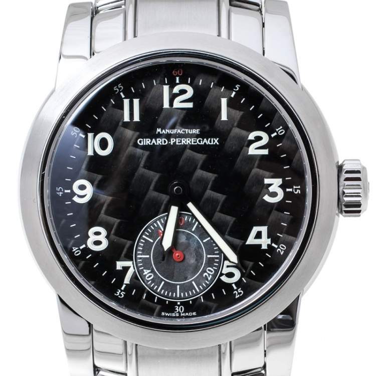 Pre Owned Girard Perragaux Carbon Fiber Stainless Steel Ferrari 8030 Men's Wristwatch 38 mm