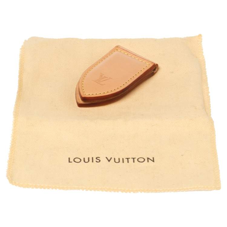 Pre Owned Louis Vuitton Beige Vachetta Leather Money Clip