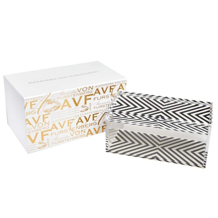 Pre Owned Alexandra von Furstenberg Monochrome X Print Treasure Box L