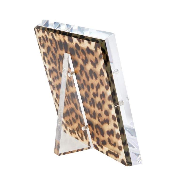 Pre Owned Alexandra von Furstenberg Leopard Print Snap Picture Frame 5"x5"