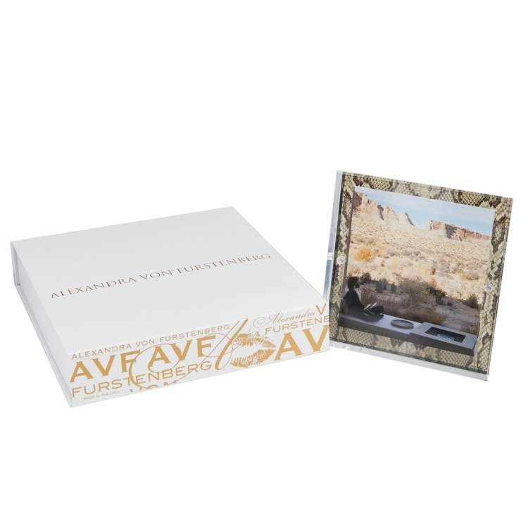 Pre Owned Alexandra von Furstenberg Snakeskin Print Snap Picture Frame 5"x5"