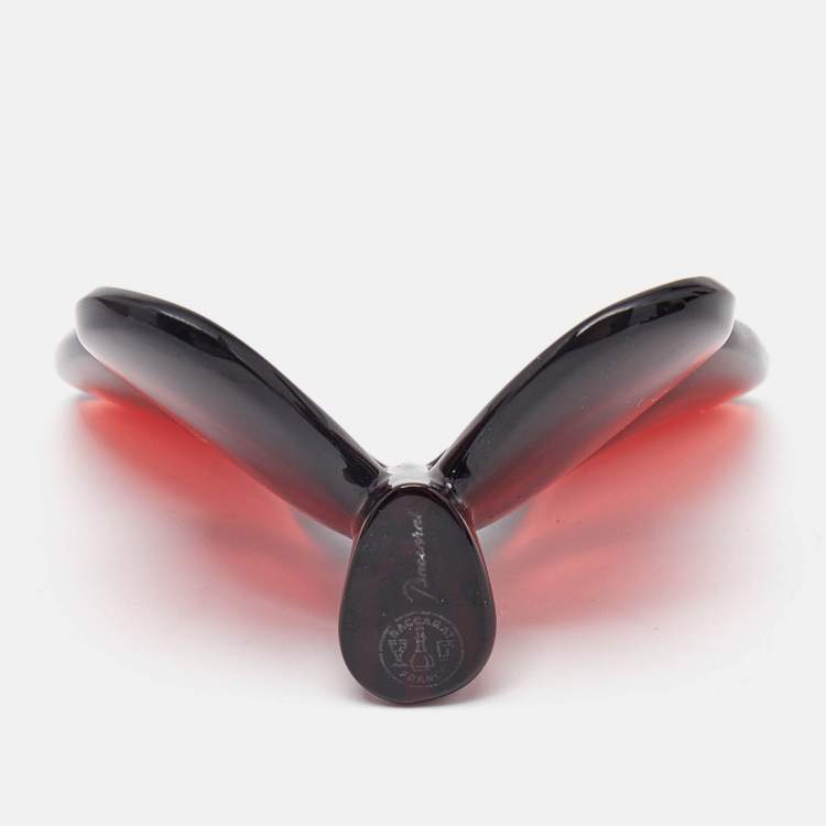 Pre Owned Baccarat Red Glass Lucky Butterfly Glint 