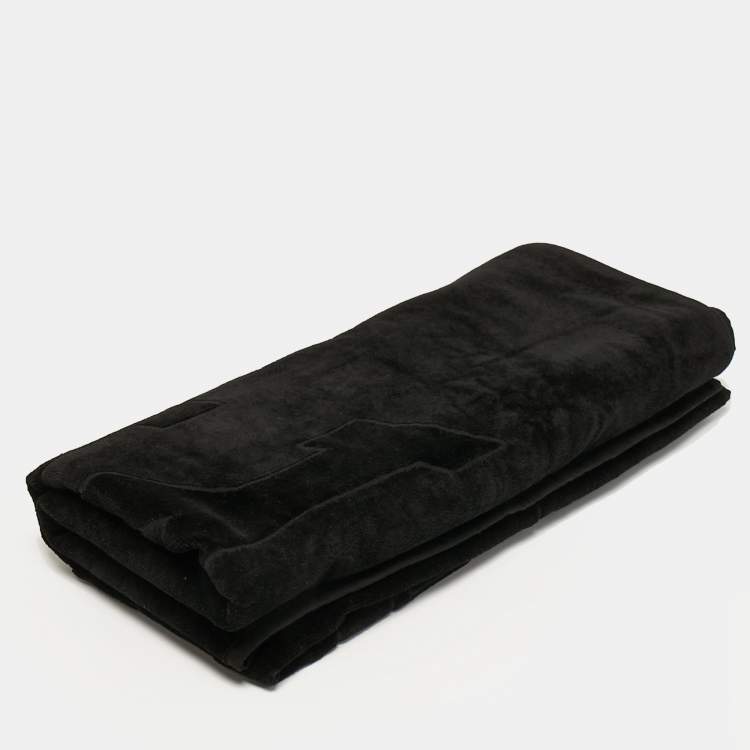Pre Owned Balenciaga Black Terry Cotton Paris Towel 