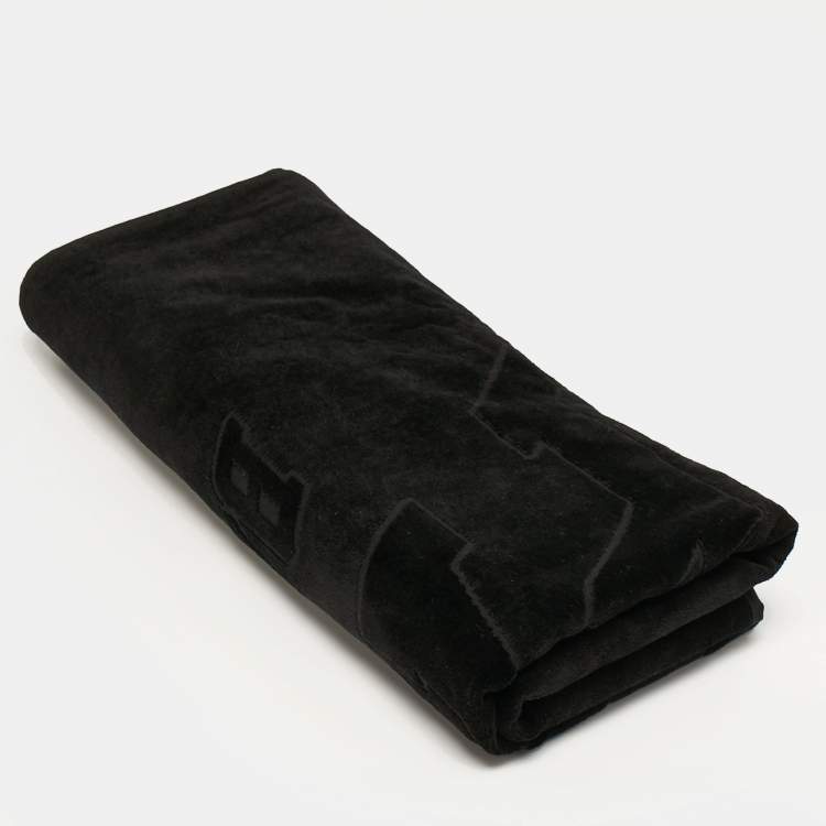 Pre Owned Balenciaga Black Terry Cotton Paris Towel 