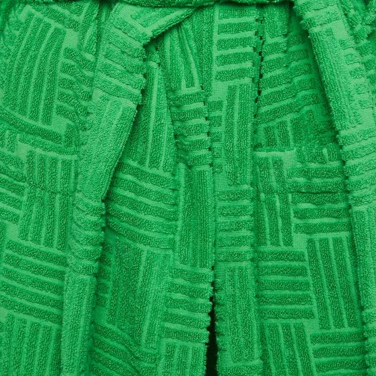 Pre Owned Bottega Veneta Home Green Terry Hooded Bathrobe M