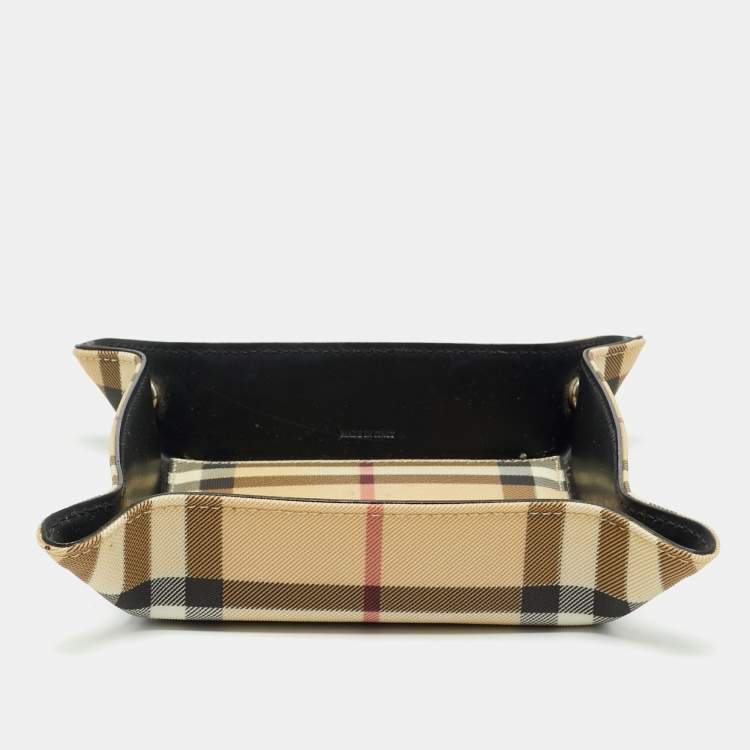 Pre Owned Burberry Beige Nova Check Coated Canvas Catchall Tray