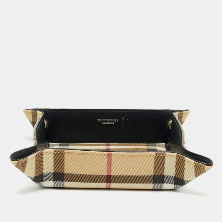 Pre Owned Burberry Beige Nova Check Coated Canvas Catchall Tray