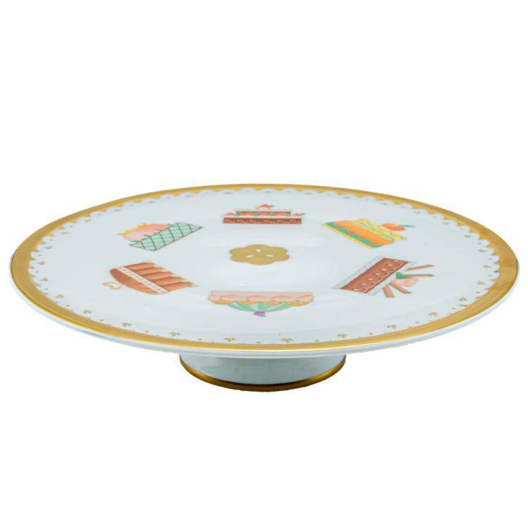 Pre Owned Bvlgari Porcelain & 22k Gold Dessert Plate Set