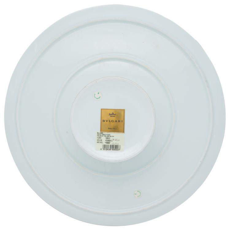 Pre Owned Bvlgari Porcelain & 22k Gold Dessert Plate Set