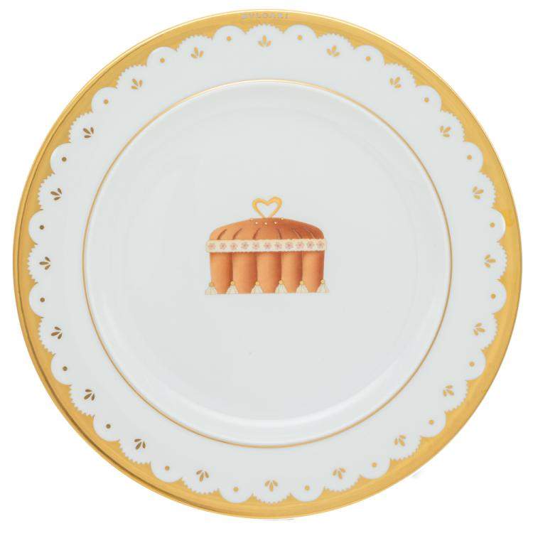 Pre Owned Bvlgari Porcelain Dessert Plate Set