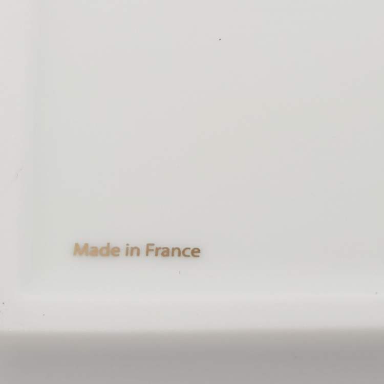 Pre Owned Cartier Porcelain Platinum Finish Window Print Mini Ashtray