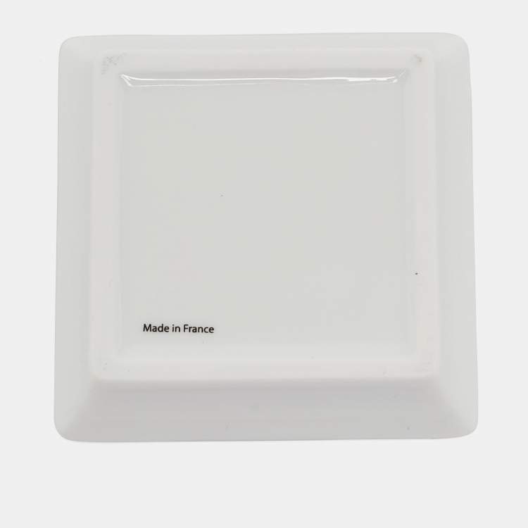 Pre Owned Cartier Porcelain Platinum Finish Window Print Mini Ashtray