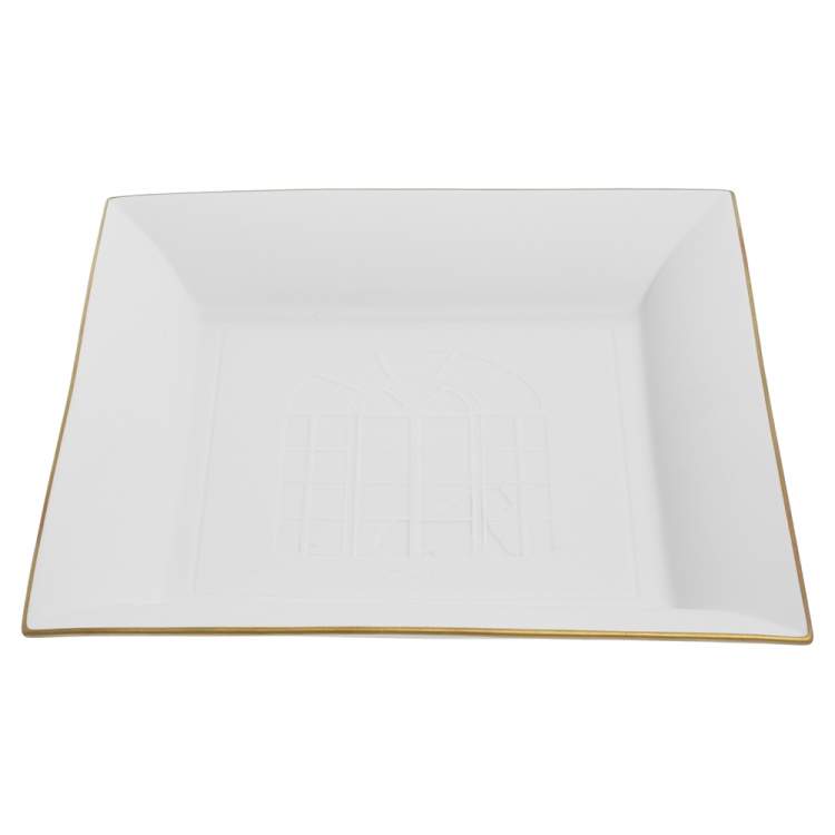 Pre Owned Cartier White/Gold Porcelain Serving Tray