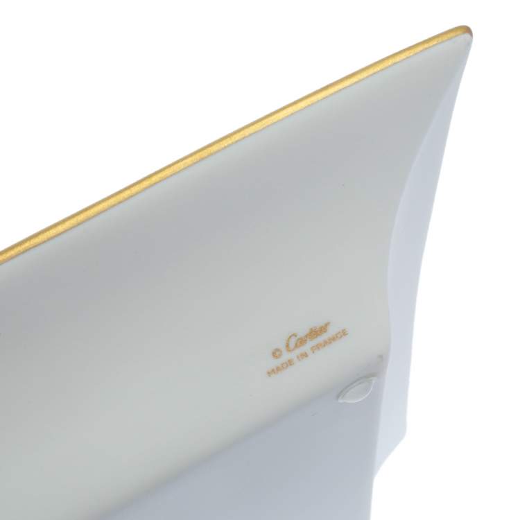Pre Owned Cartier White/Gold Porcelain Serving Tray