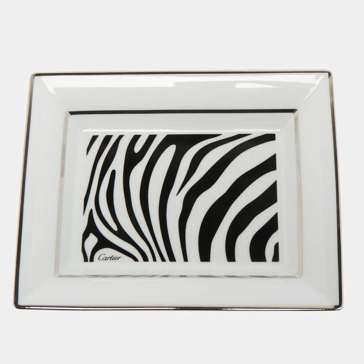 Pre Owned Cartier Porcelain Zebra Trinket Tray
