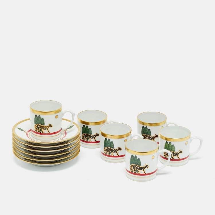 Pre Owned Cartier La Maison de Louis Cartier Limoges Tea Cup and Saucer Set of 6