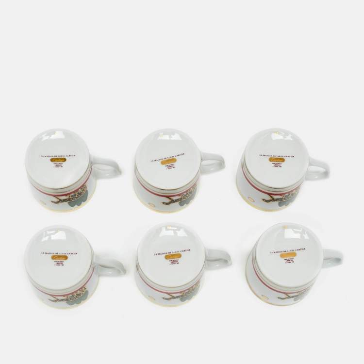 Pre Owned Cartier La Maison de Louis Cartier Limoges Tea Cup and Saucer Set of 6