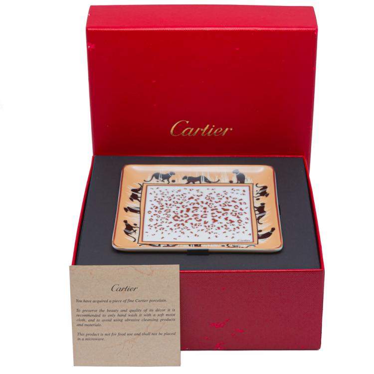 Pre Owned Cartier Savannah Panthere Porcelain Plate