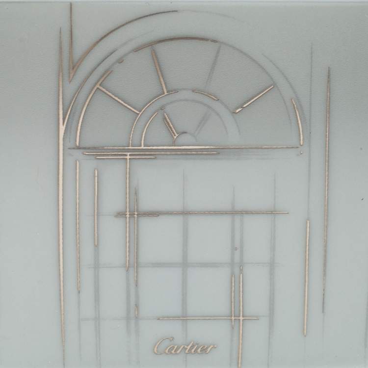 Pre Owned Cartier Porcelain Platinum Finish Mini Trinket Tray