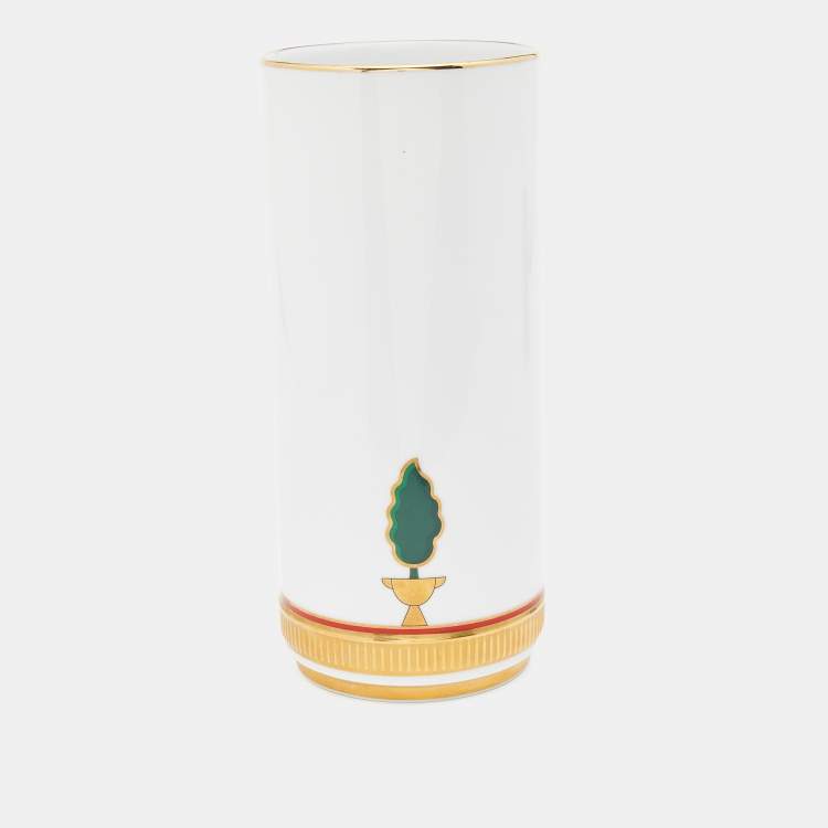 Pre Owned Cartier White Porcelain Panthère de Cartier Vase