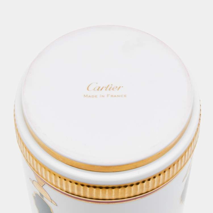 Pre Owned Cartier White Porcelain Panthère de Cartier Vase