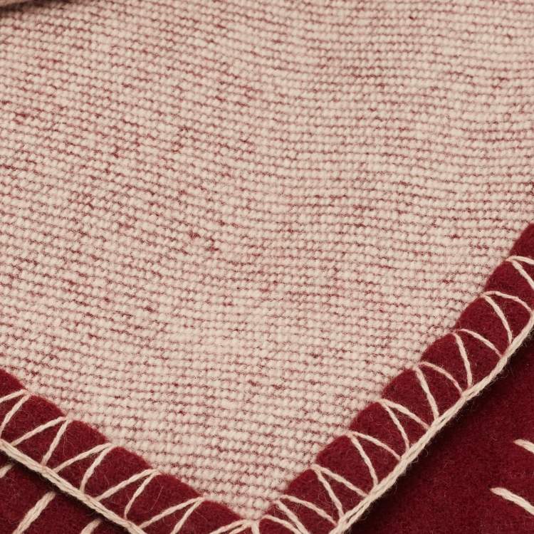Pre Owned Cartier Burgundy Panthere Wool Throw Blanket