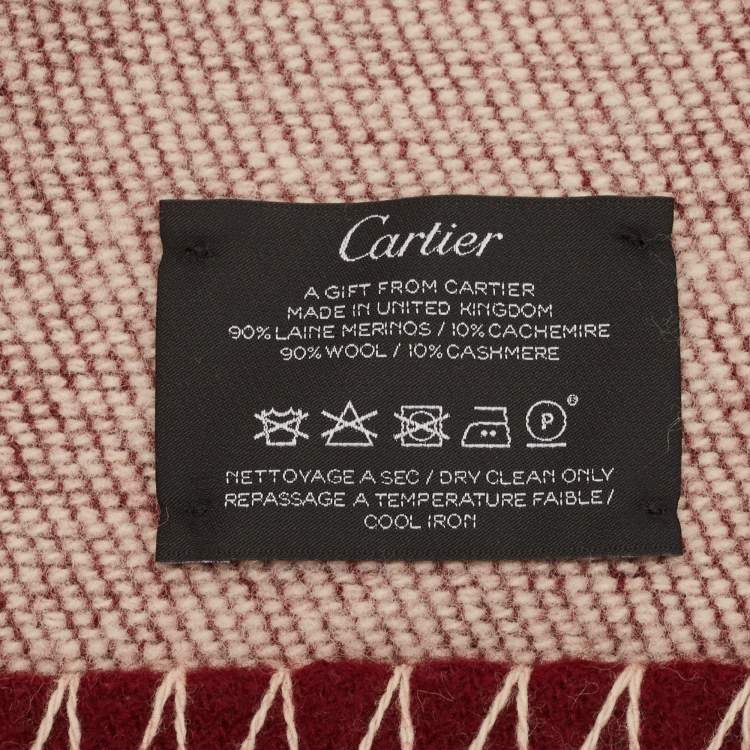 Pre Owned Cartier Burgundy Panthere Wool Throw Blanket