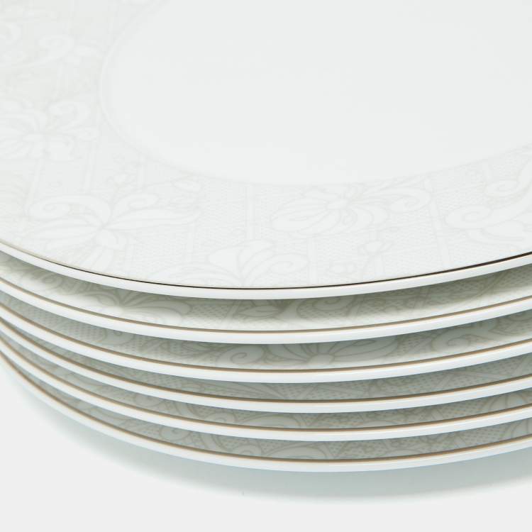 Pre Owned Christofle Jardin D'eden Porcelain 6 Plate Set