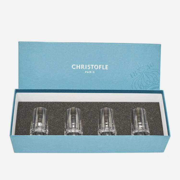 Pre Owned Christofle Graphik Glass Set of 4 Vodka Glasses