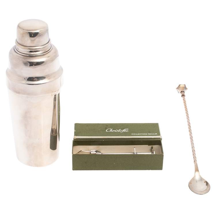 Pre Owned Christofle Vintage Silver Plate Cocktail Shaker Set 