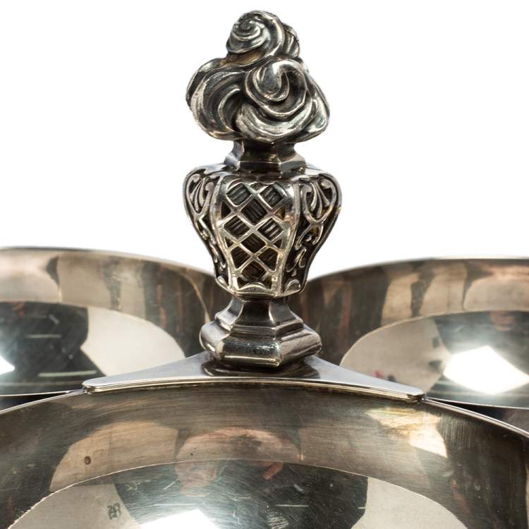 Pre Owned Christofle Vintage Malmaison Silver Plated Triple Bowl Server