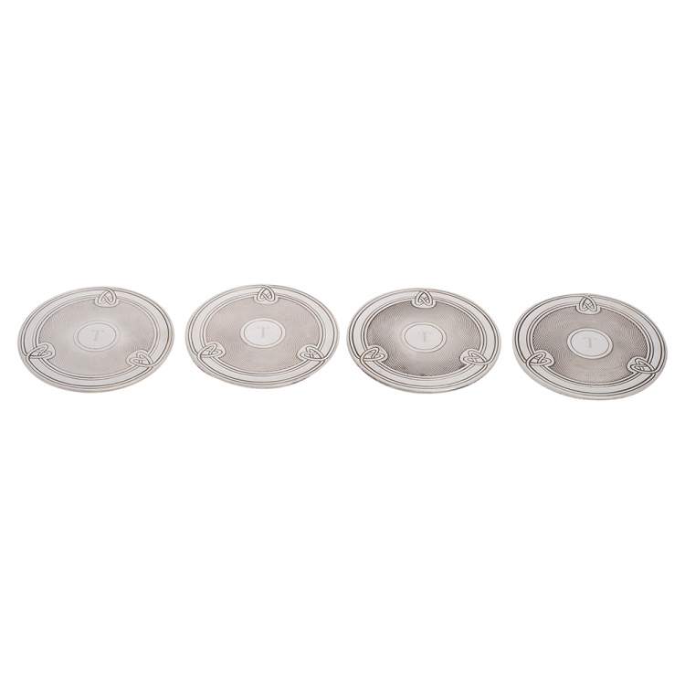 Pre Owned Christofle Silver Plate Celtic Knot Coasters Set
