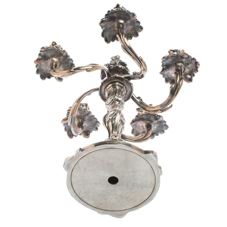 Pre Owned Christofle Trianon Silverplated 5 Light Candelabra