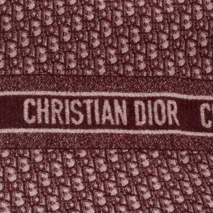 Pre Owned Dior Burgundy Oblique Cashmere Blend Throw Blanket