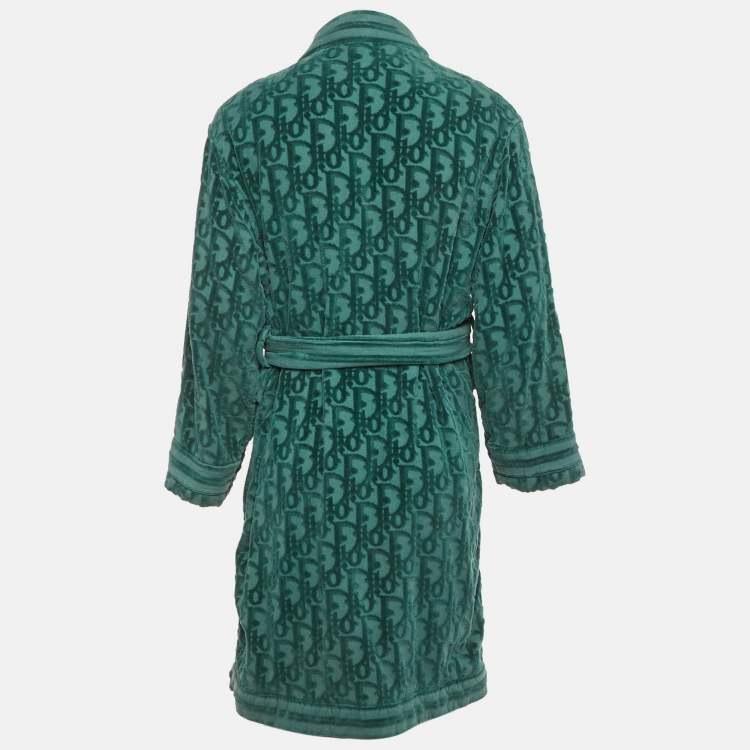 Pre Owned Dior Homme Green Logo Terry Bathrobe M