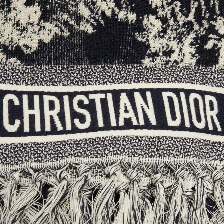Pre Owned Dior Navy Blue Toile De Jouy Cotton Reverse Towel