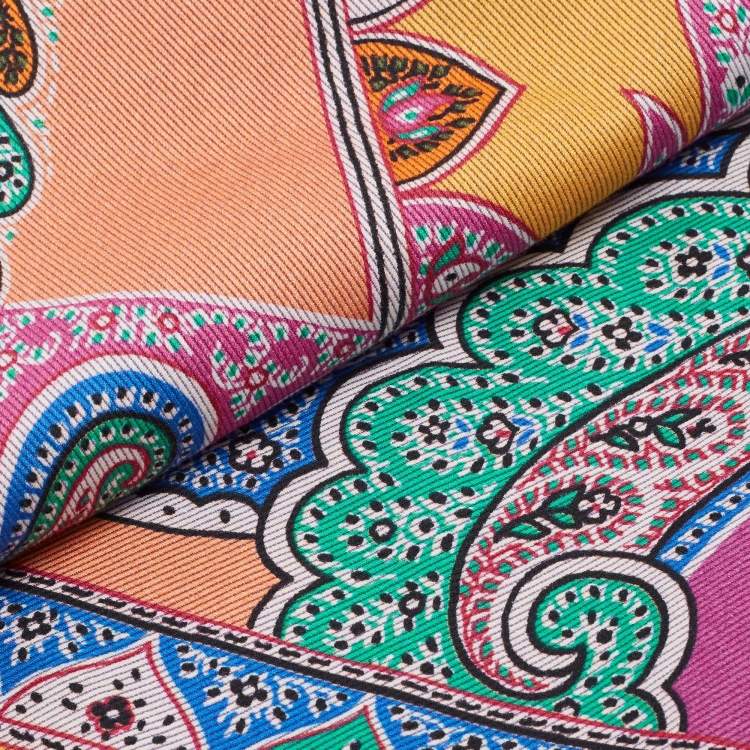 Pre Owned Etro Multicolor Paisley Print Cotton Plaid Throw 