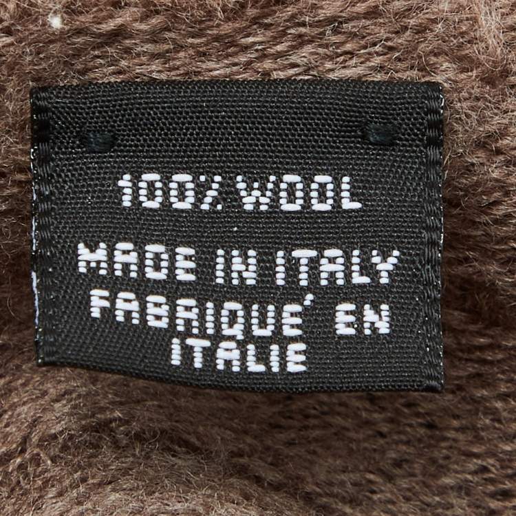 Pre Owned Fendi Brown Logo Wool Throw Blanket 