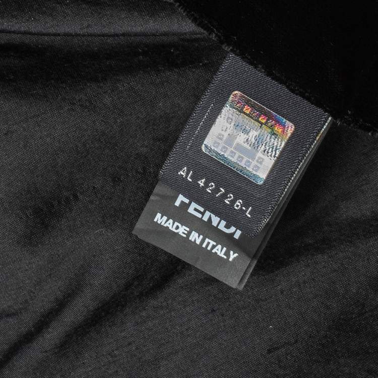 Pre Owned Fendi Black Logo Plaque Detail Velvet Blanket (Available For UAE Customers Only)