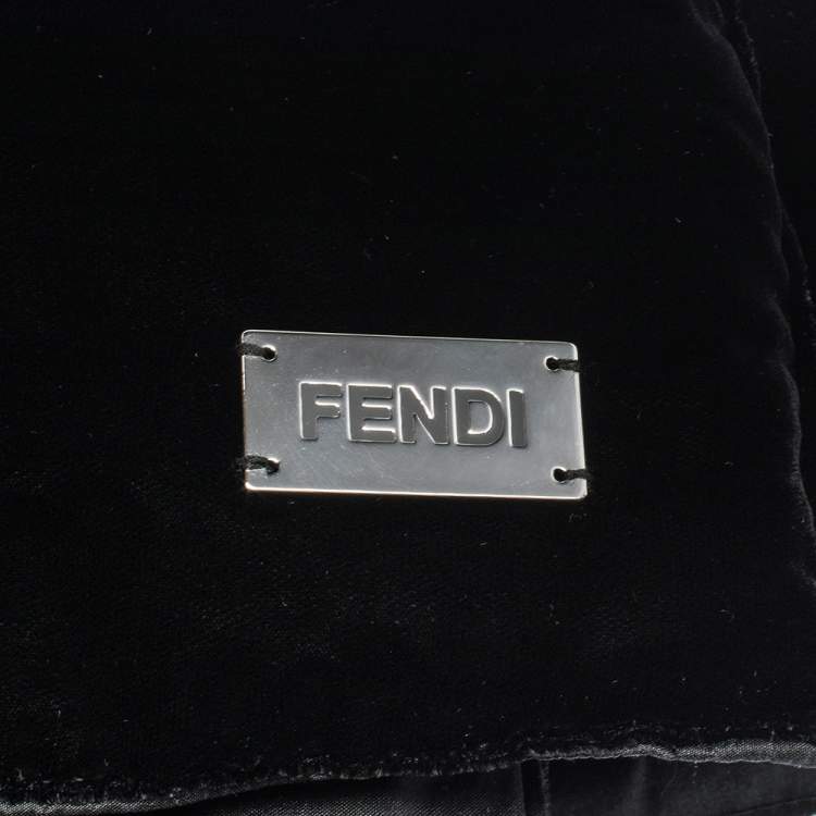 Pre Owned Fendi Black Logo Plaque Detail Velvet Blanket (Available For UAE Customers Only)