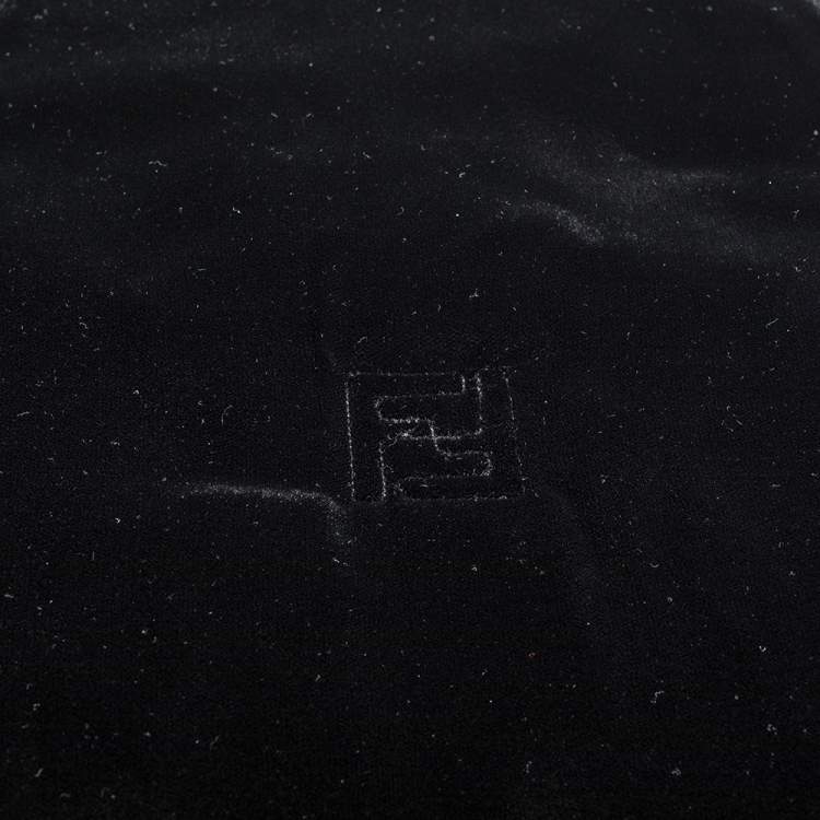Pre Owned Fendi Black Logo Plaque Detail Velvet Blanket (Available For UAE Customers Only)