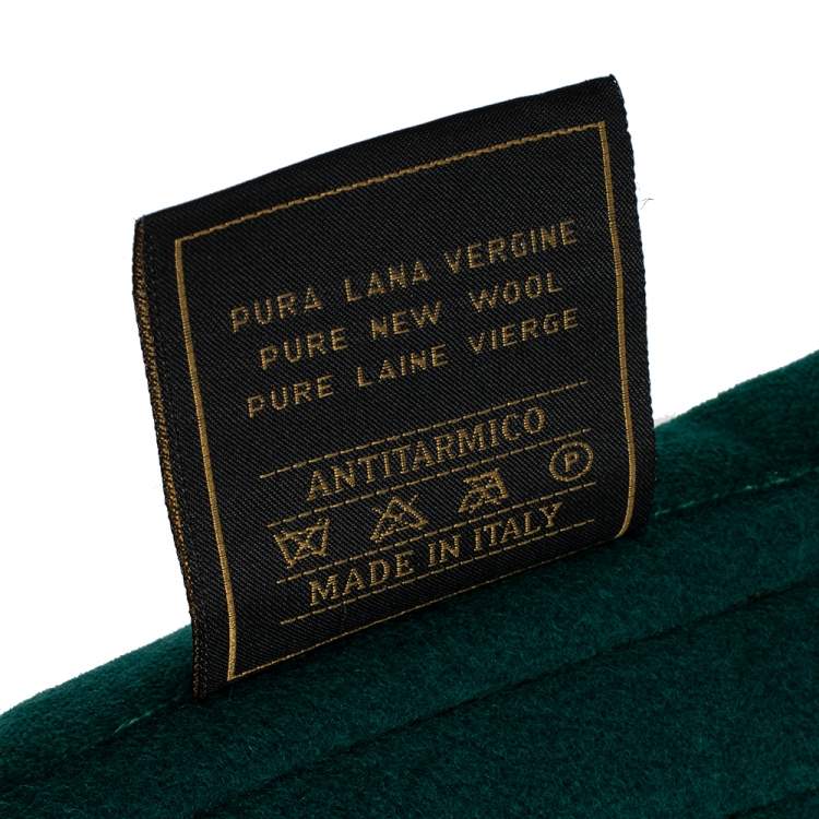 Pre Owned Gianni Versace Green & Yellow Medusa Pattern Wool Blanket