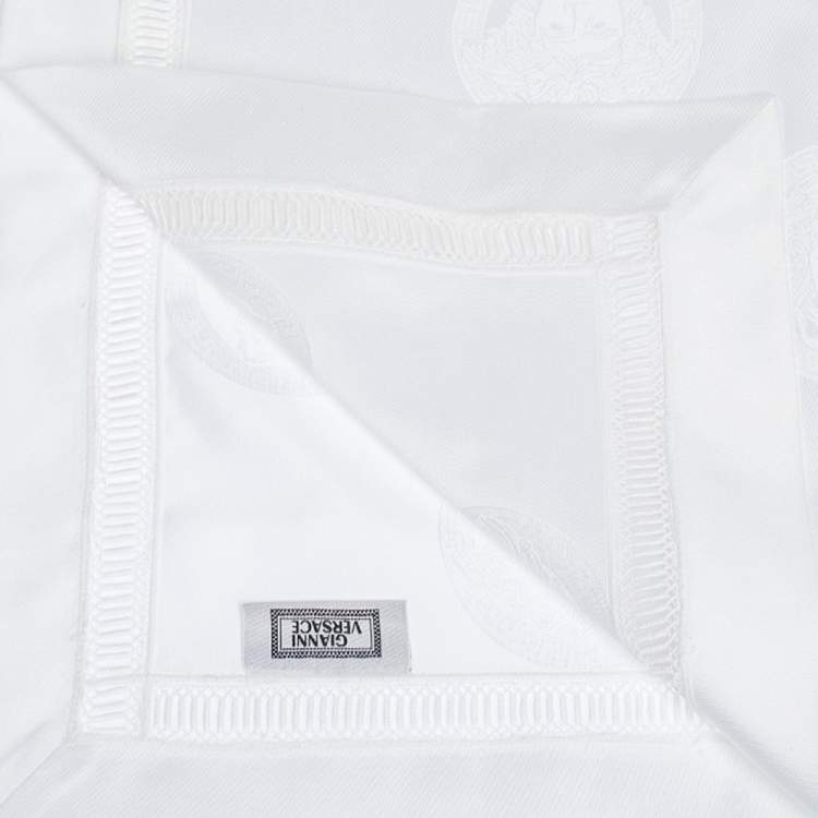 Pre Owned Gianni Versace Vintage White Medusa Pattern Placemat & Napkin Set