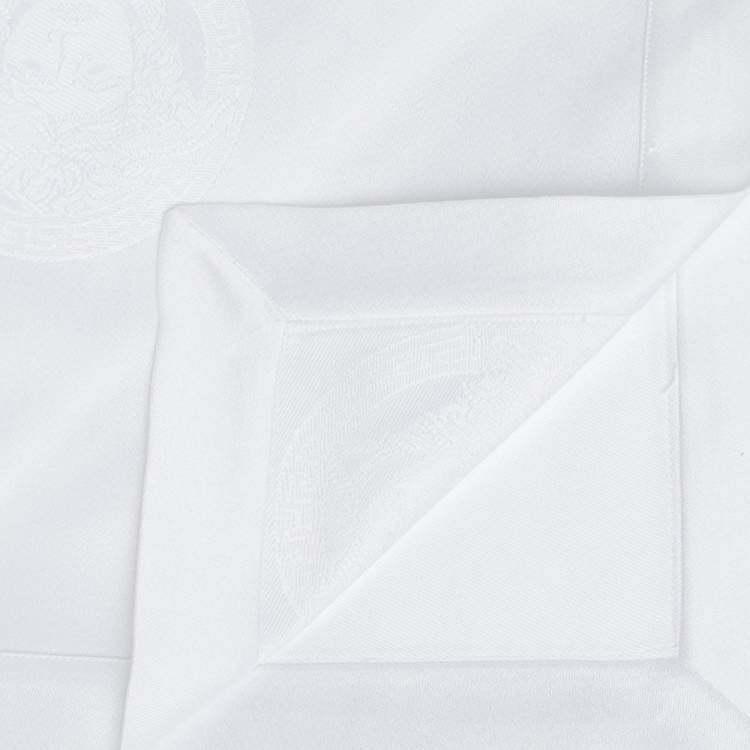 Pre Owned Gianni Versace Vintage White Medusa Pattern Placemat & Napkin Set
